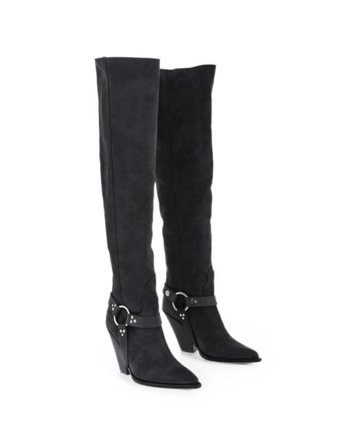 Sonora Boots Black Acapulco Belt Suede Boots