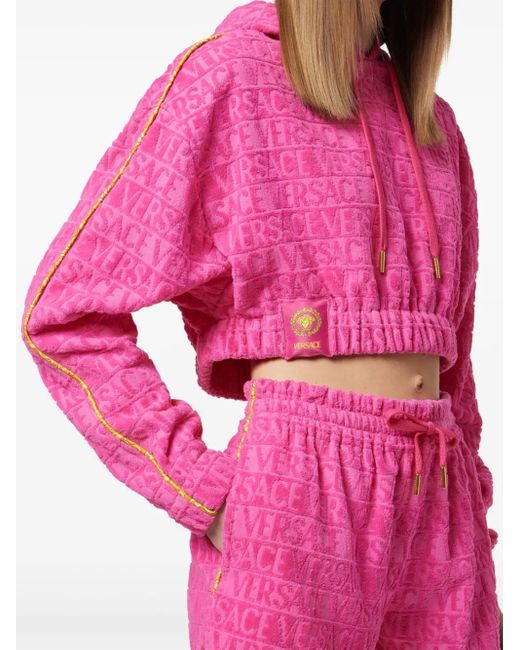 Felpa I Love Baroque Con Cappuccio di Versace in Pink