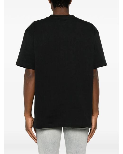 Purple Brand Black Logo-Print Crew-Neck T-Shirt for men