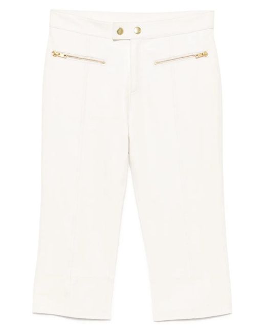 Cynthia Rowley White Downtown Cropped-Hose Aus Leder