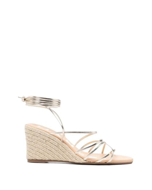 Manebí Natural Metallic Strappy Wedge Sandals