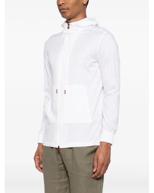 Kiton White Zip Hoodie for men
