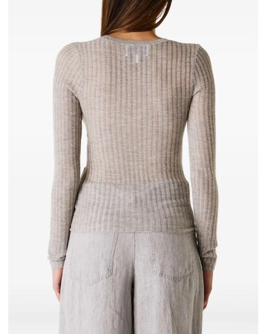 Twp White Ribbed Crew-Neck Top