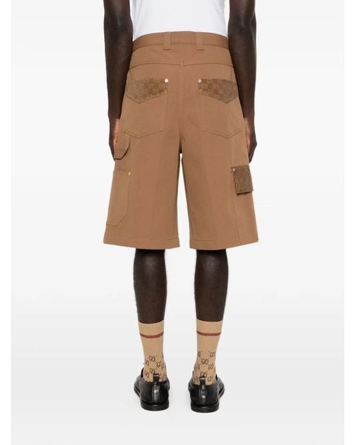 Gucci Brown Gg-Motif Multiple-Pocket Shorts for men