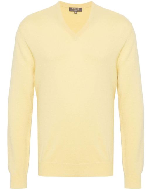 N.Peal Cashmere Yellow Burlington Organic-cashmere Jumper for men