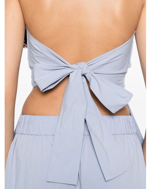 St. Agni Blue Strapless Tie-Back Top
