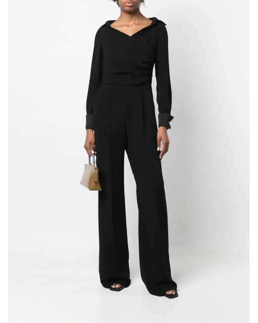 Max Mara Black Tailored Draped-Detail Jumpsuit