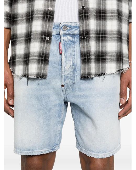 DSquared² Blue Light Diagonale Wash Marine Shorts for men