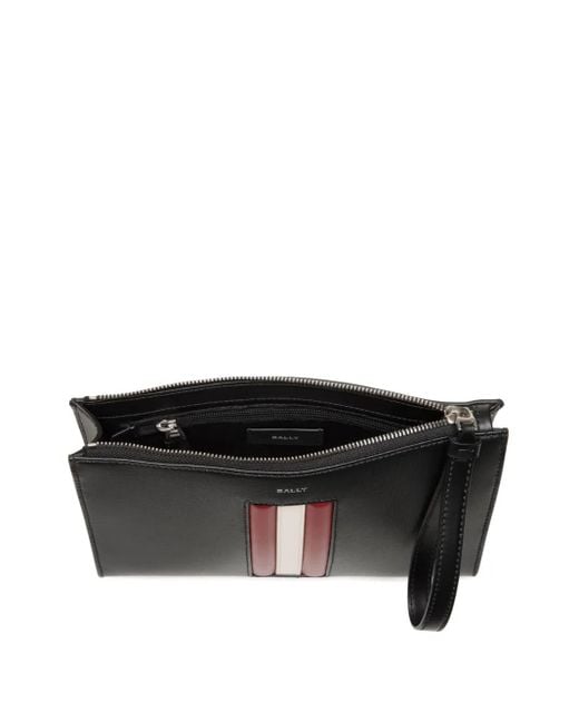 Bally Black Panel-Detail Leather Clutch Bag for men