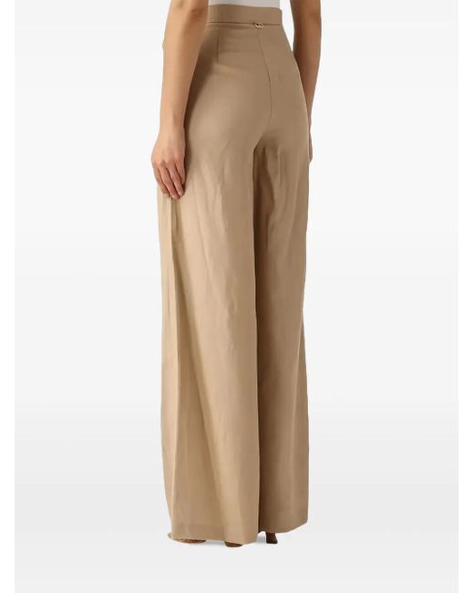 Twinset Natural Lace-Up Wide-Leg Trousers