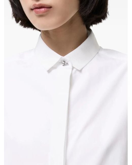 Burberry White Classic-Fit Grosgrain-Trim Cotton Shirt