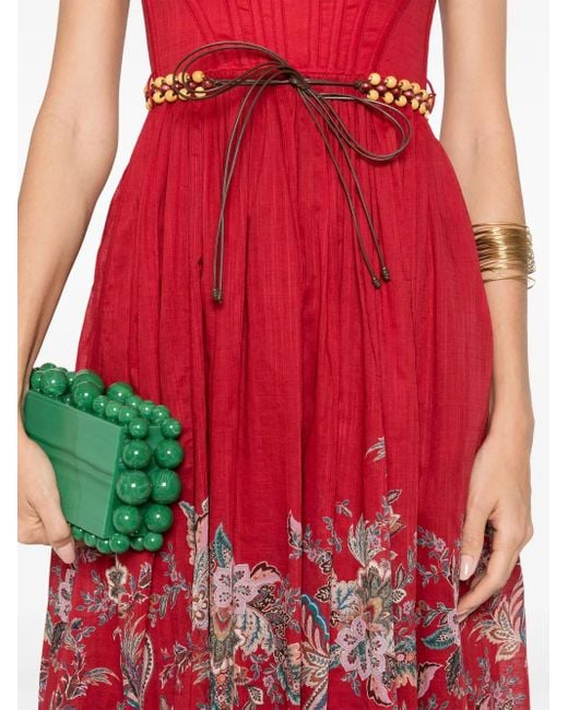 Zimmermann Rhiannon Corset Midi Dress in het Red