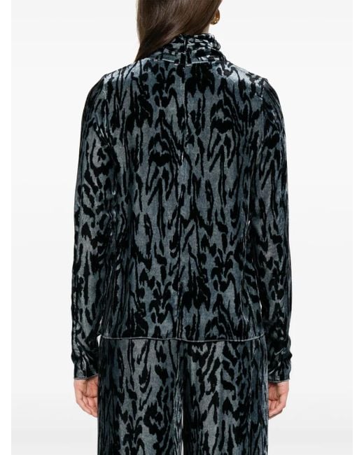 Forte Forte Black Animal-Print Turtleneck Top