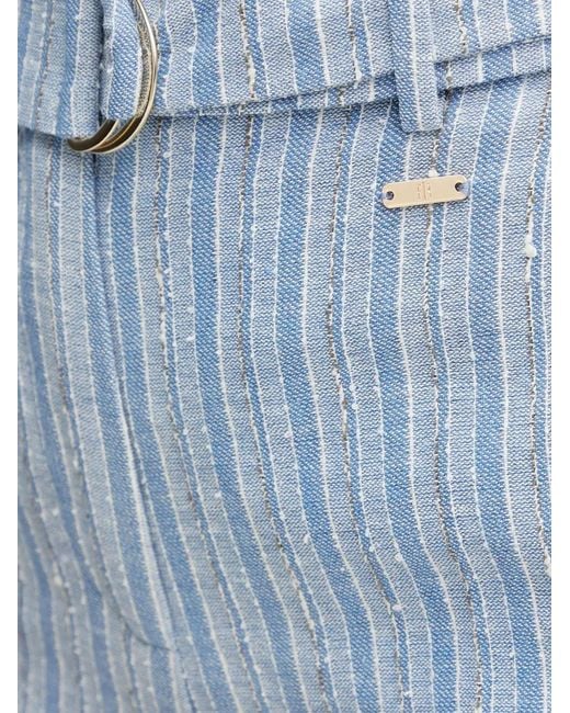 Fracomina Blue Gestreifte Shorts Mit Gürtel
