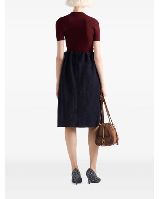 Prada Blue Wool Midi Skirt