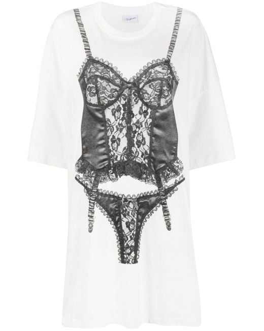 VAQUERA White Lingerie-print Cotton T-shirt