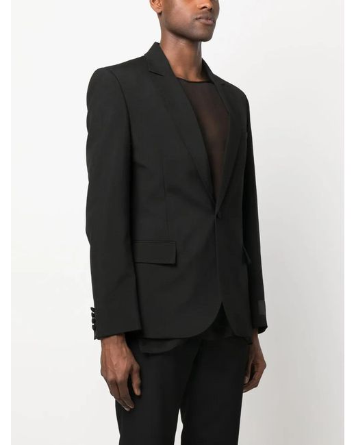 Valentino Garavani Black Logo-Patch Single-Breasted Blazer for men