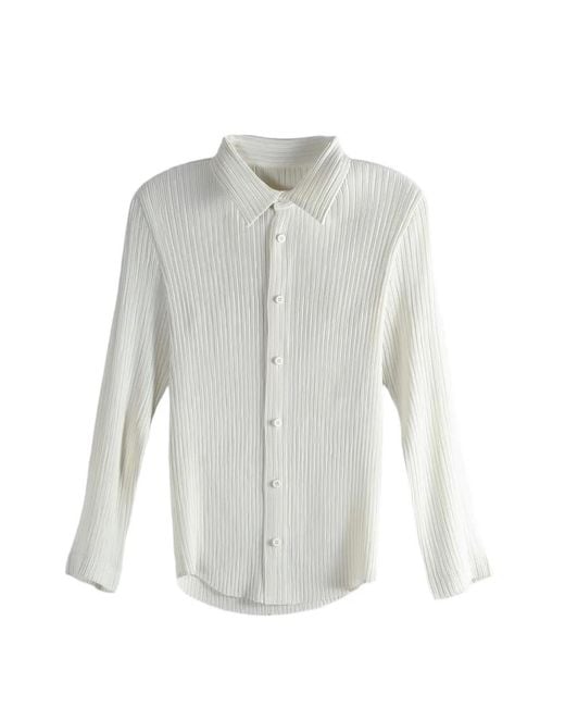 Issey Miyake White Pleated Buttoned Shirt