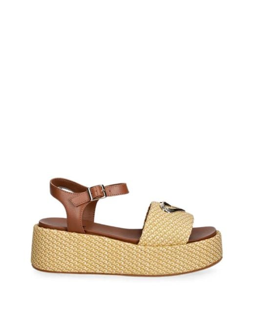 Love Moschino Natural Heart-Plaque Platform Sandals