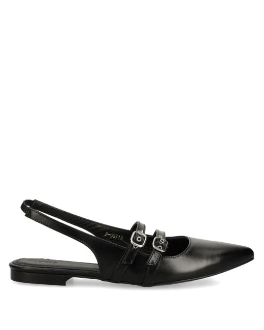 Alohas Black Leather Ballerina Shoes
