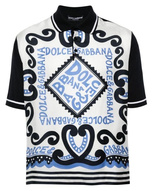 Polo en soie à imprimé Marina Dolce & Gabbana pour homme en coloris Black