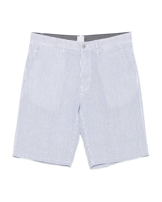 120% Lino Gestreepte Shorts in het Blue voor heren