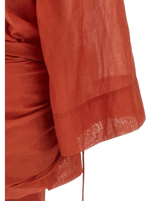 ANDAMANE Red Indira Cotton Mini Dress