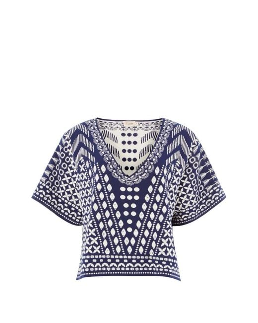 Temperley London Blue Tlalli Knitted Top