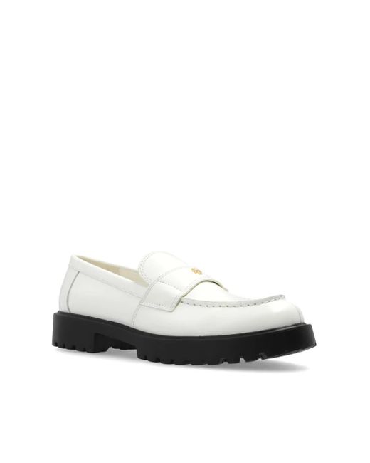 Tory Burch White Classic Lug Loafers