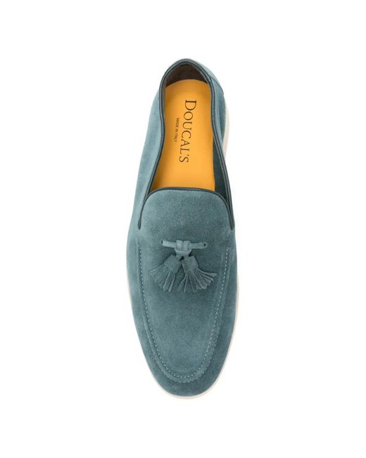 Doucal's Blue Mocassins En Daim À Glands for men