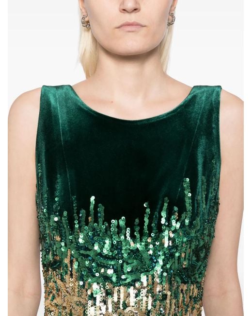 Saiid Kobeisy Green Sequin Velvet Dress