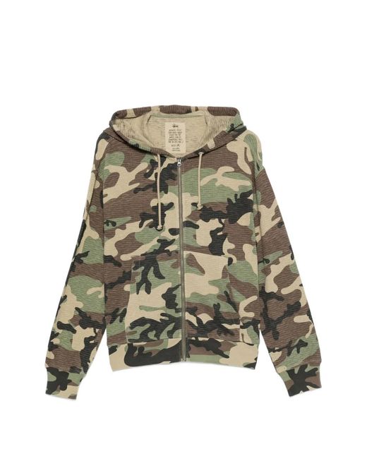 Stussy Green Camouflage-Print Hoodie for men