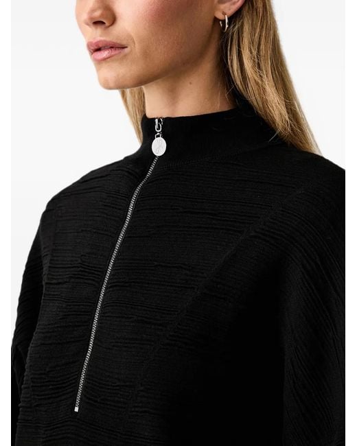 Joseph Ribkoff Black Quarter-Zip Textured-Knit Sweater