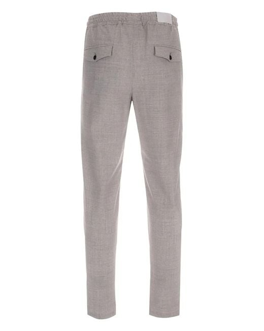 Eleventy Gray Button Pleat Trousers for men