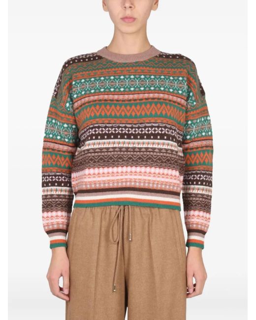 Ballantyne Red Patterned Long-Sleeve Sweater