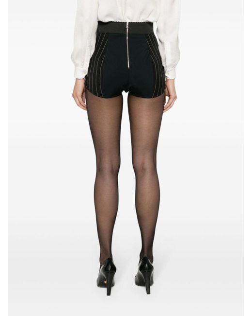 Dolce & Gabbana Black High-Waist-Shorts mit Nadelstreifen