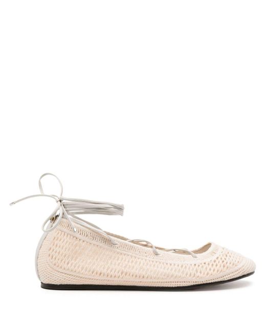 Isabel Marant Natural Neutral Belna Openwork Ballerina Shoes - Women's - Polyester/calf Leather/sheepskin