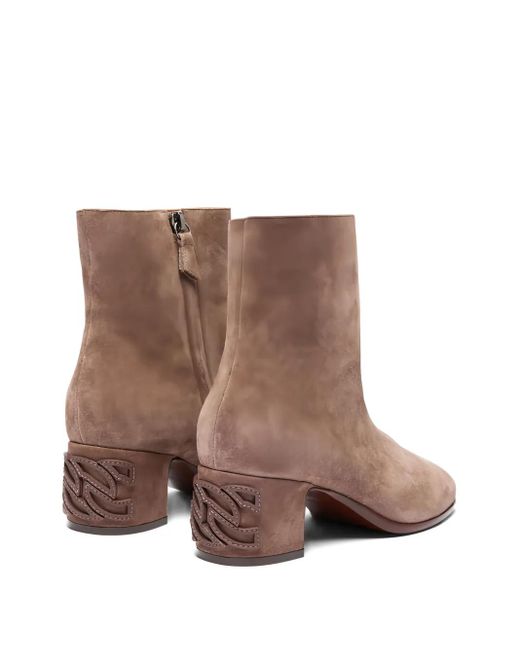 Casadei Brown 50Mm Muni Block-Heel Suede Boots