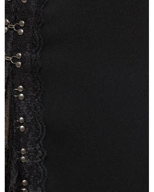 Nissa Black Lace-Trim Midi Kirt