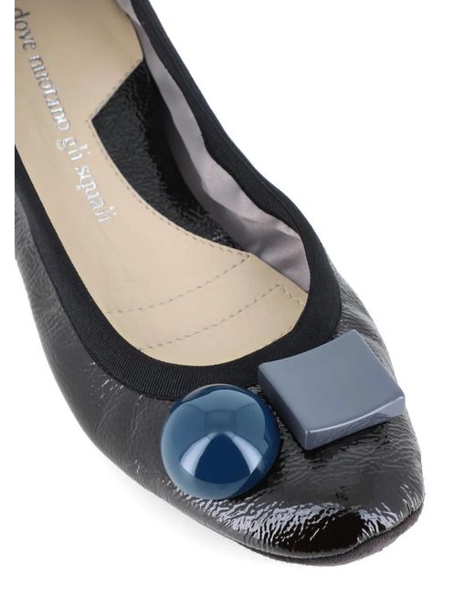 Dove Nuotano Gli Squali Black Ballerines En Cuir Verni À Boucle