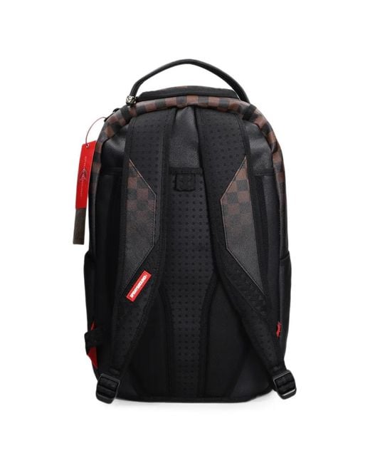Sprayground Black Check-Ghost Print Backpack for men