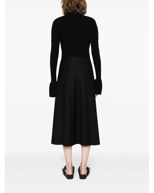Joseph Black Mixed Media Duperre Midi Dress