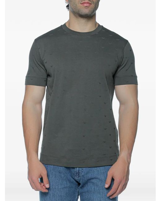Emporio Armani Gray Logo-Pattern T-Shirt for men