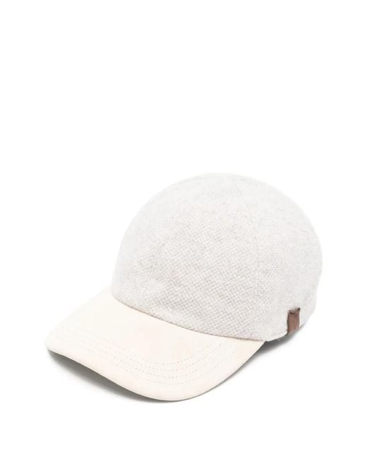 Eleventy White Cashmere Baseball Cap for men