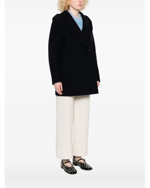 Harris Wharf London Black Double-Breasted Wool Coat