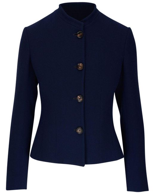 Kiton Blue Button-down Wool Fitted Jacket