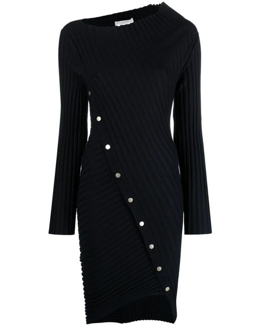 Philosophy Di Lorenzo Serafini Black Asymmetric Ribbed Minidress
