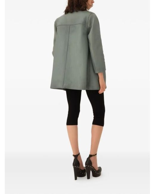 Chloé Gray Buttoned Leather Coat