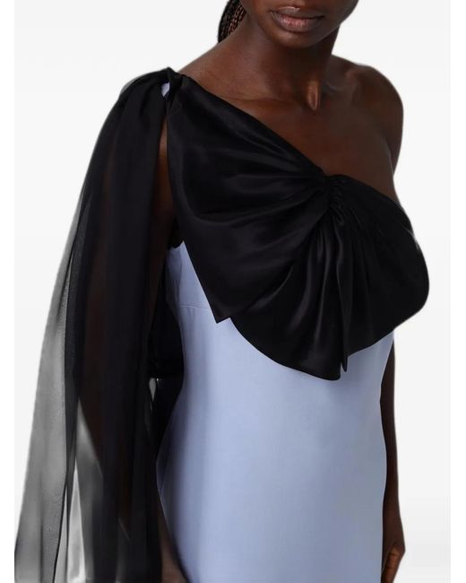 Valentino Garavani Blue Bow-Detail Silk-Cady Maxi Dress