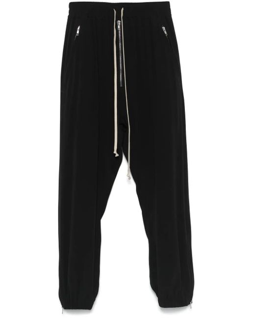 Rick Owens Black Crepe Track Pants